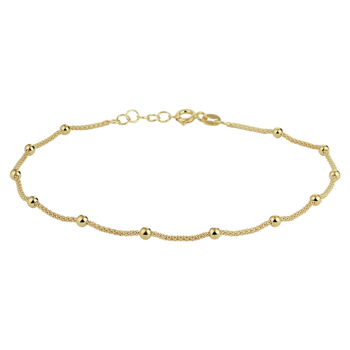 anklet balls 3.0 mm 24 + 2 cm 3 micron silver gold plated (yellow)