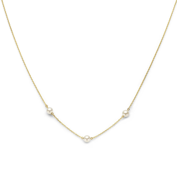Gold ladies necklace pearl 14K