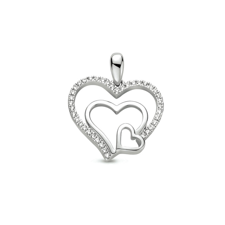 pendant heart zirconia silver rhodium plated