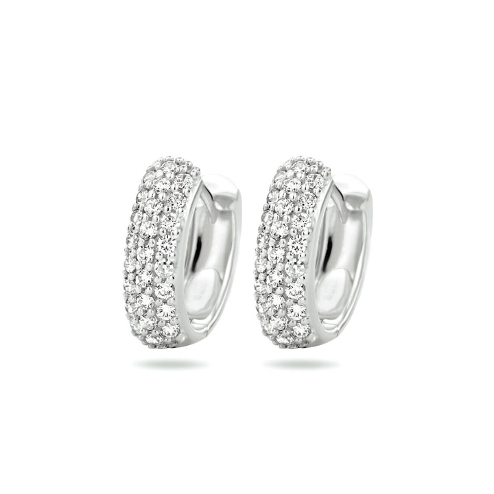 klapoorringen zirkonia 14K witgoud