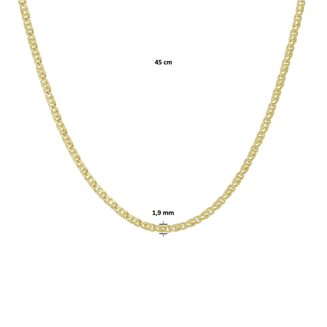 collier valkenoog 1,9 mm 45 cm 14K geelgoud