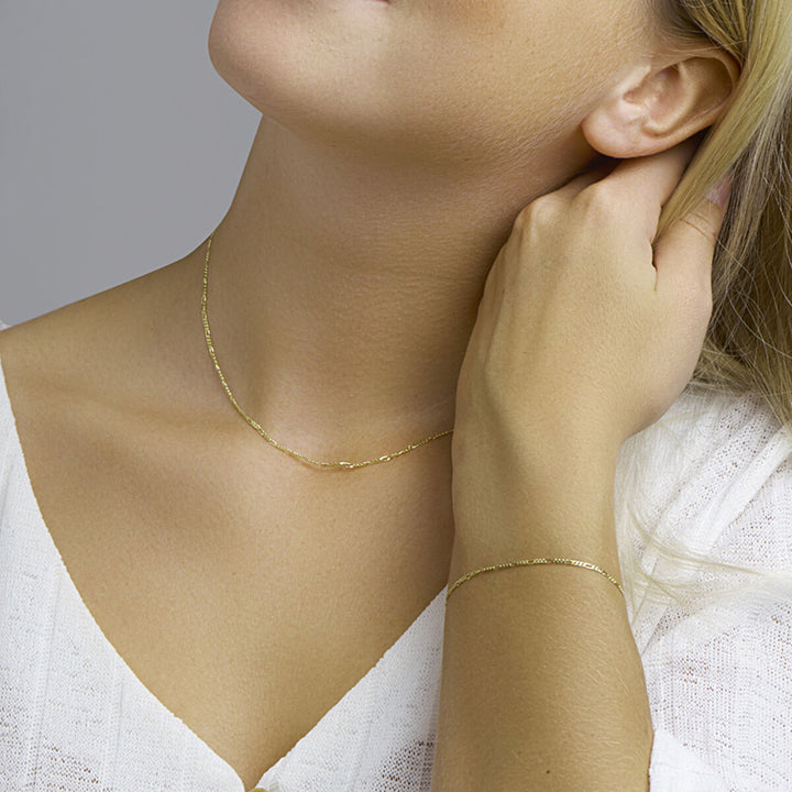 bracelet figaro 1.6 mm 18 cm 14K yellow gold