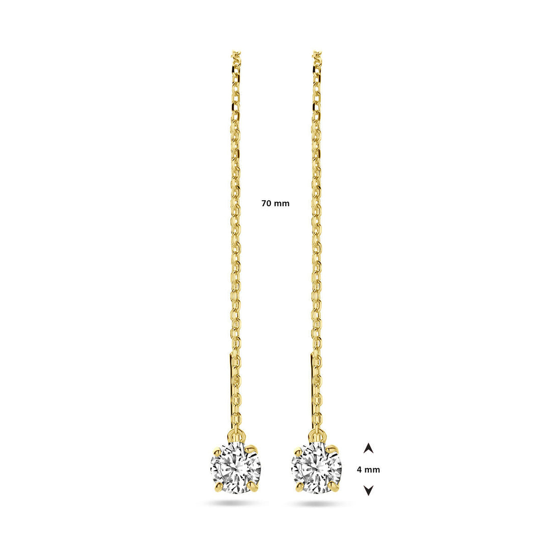 pull-through earrings zirconia 14K yellow gold