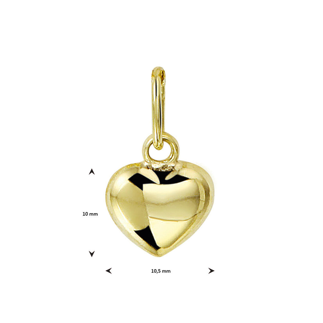 9k pendant heart, 9K yellow gold colored