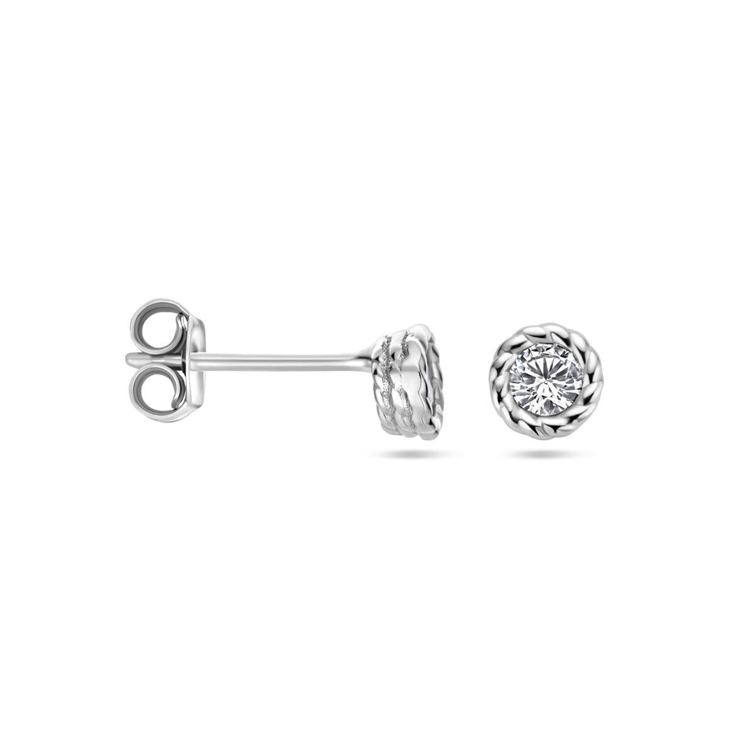 oorknoppen zirkonia zilver gerhodineerd