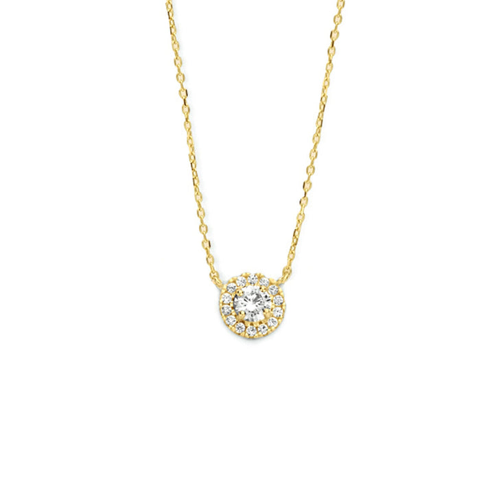 collier zirkonia 40 - 42 - 44 cm halo 14K geelgoud