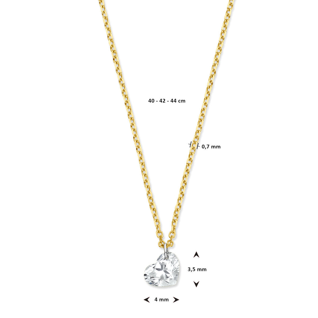 necklace heart diamond 40 – 42 – 44 cm 0.25ct g si 18K yellow gold