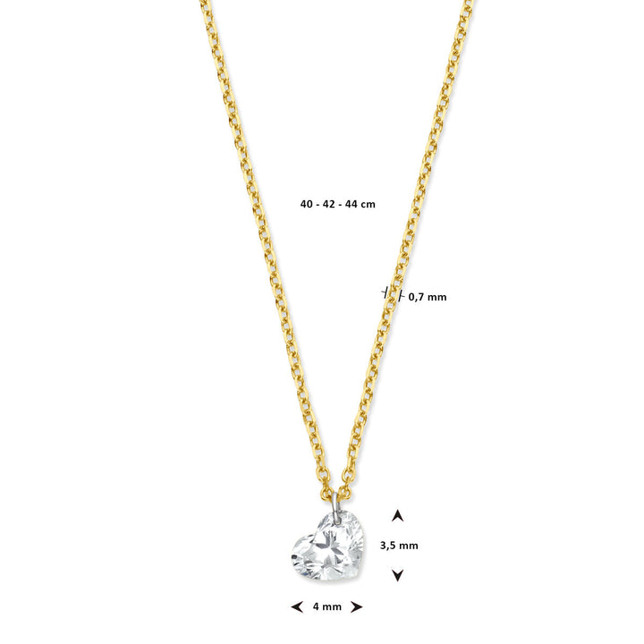 necklace heart diamond 40 – 42 – 44 cm 0.25ct g si 18K yellow gold