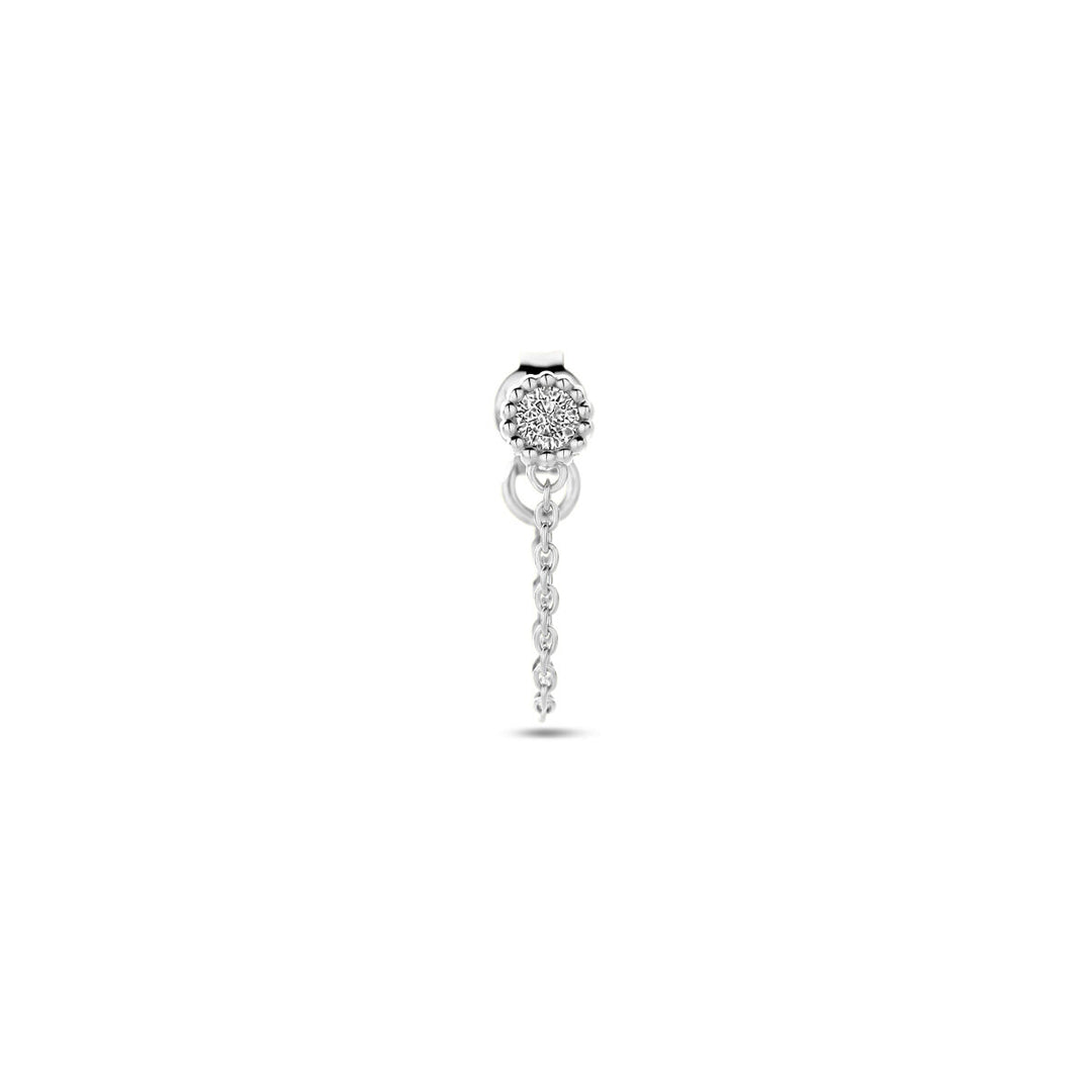 ear stud per piece zirconia silver rhodium plated