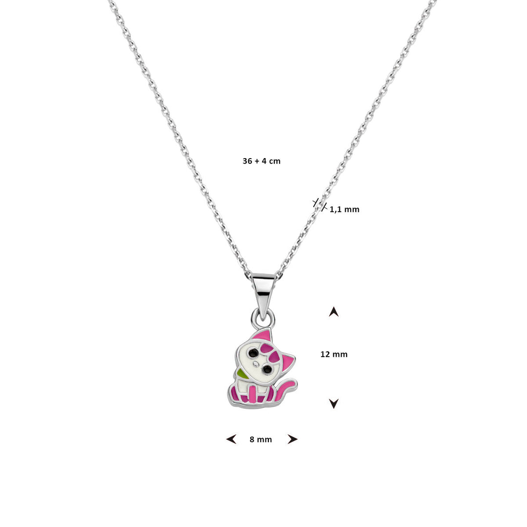 necklace cat 36 + 4 cm silver rhodium plated
