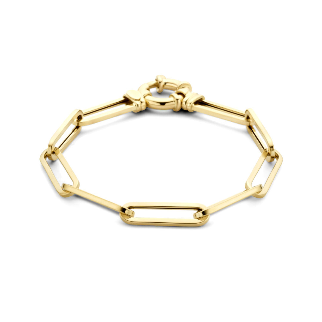 bracelet paper clip square tube 6.0 mm 19 cm with large spring clasp 14K yellow gold