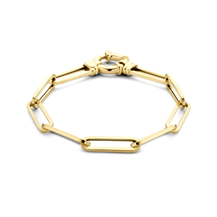bracelet paper clip square tube 6.0 mm 19 cm with large spring clasp 14K yellow gold