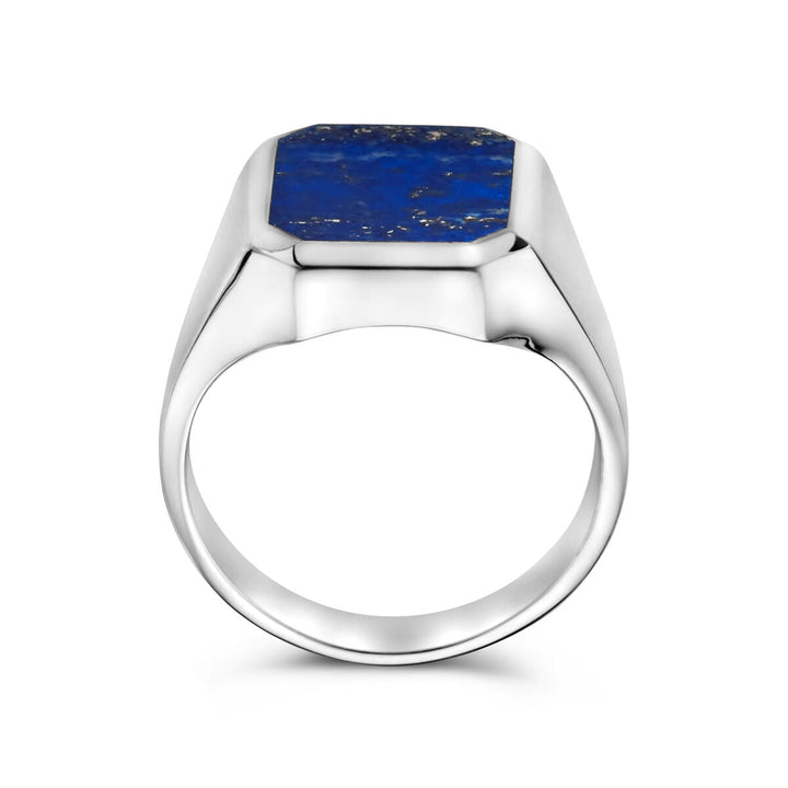 zegelring massief lapis 13 x 11mm zilver gerhodineerd