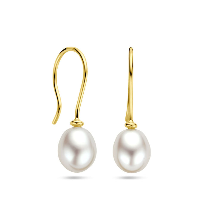 earrings pearl French hook 14K yellow gold