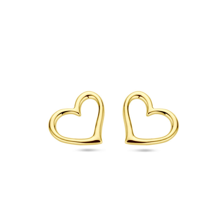 ear studs heart 1 micron silver gold plated (yellow)