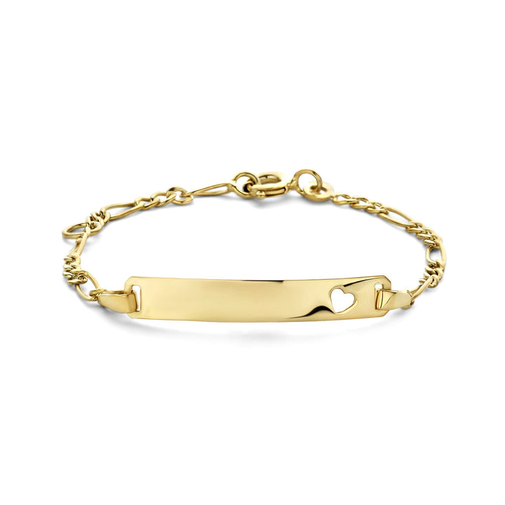 9k engraving bracelet heart plate 4.0 mm 9K yellow gold colored