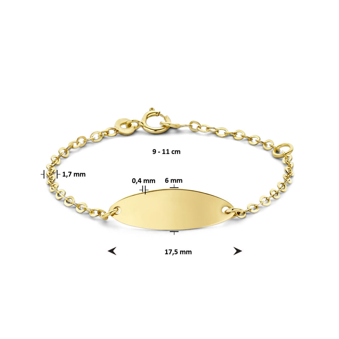 9k engraving bracelet plate 6.0 mm 9K yellow gold colored