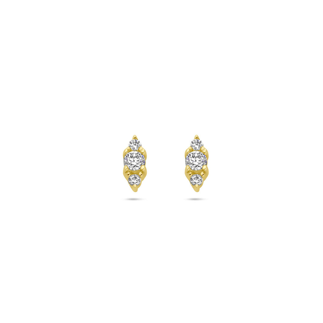 ear studs zirconia 14K yellow gold
