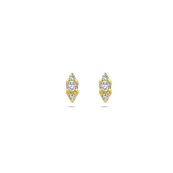 ear studs zirconia 14K yellow gold