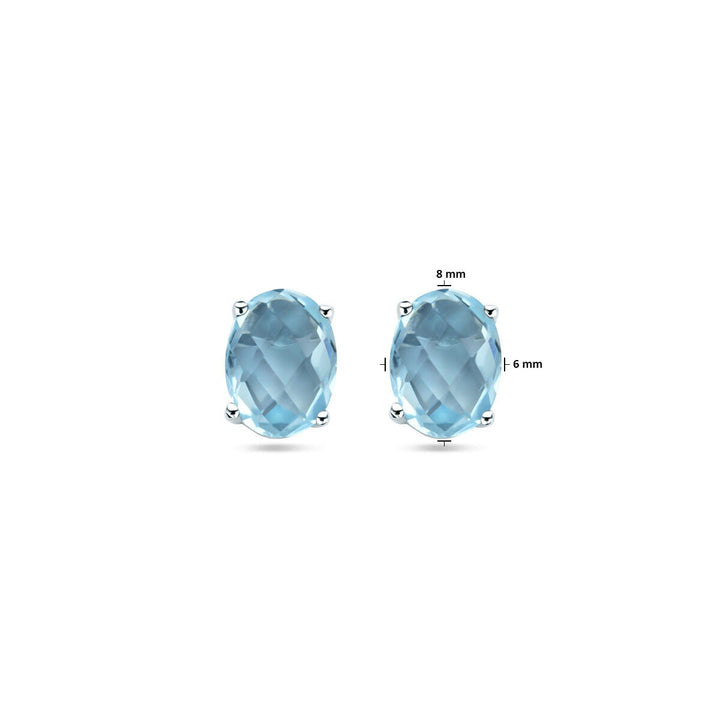 ear studs blue topaz silver rhodium plated