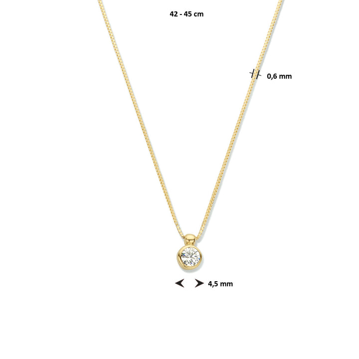 zirconia necklace 42 - 45 cm 14K yellow gold