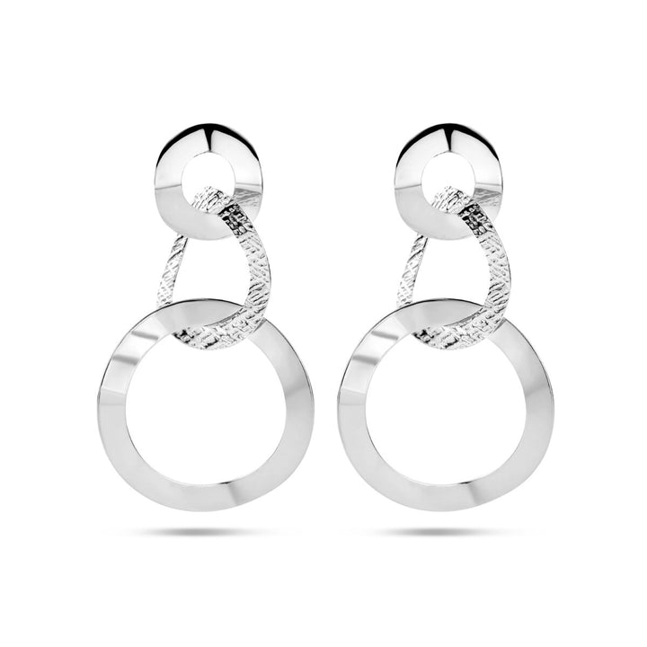 round earrings poly/matte silver rhodium plated
