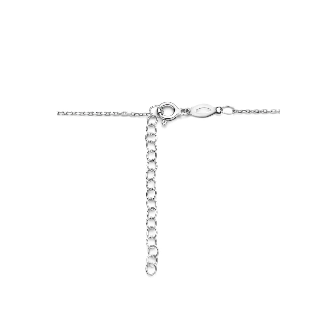zirconia necklace 41 + 4 cm halo silver rhodium plated