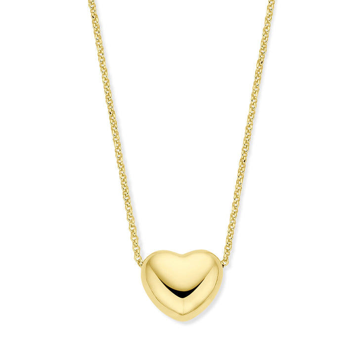 necklace heart 1.5 mm 42 + 5 cm 3 micron silver gold plated (yellow)