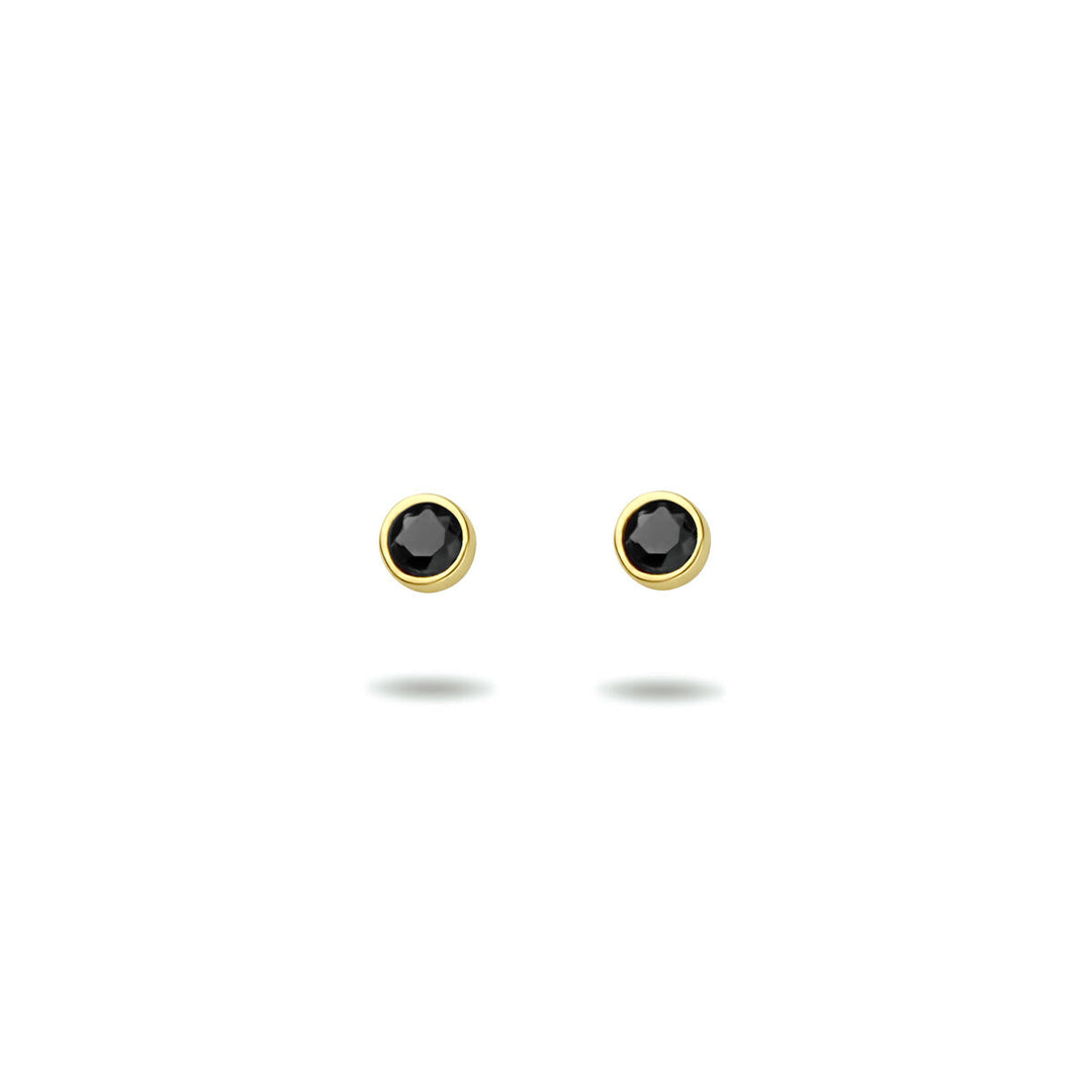ear studs black zirconia 14K yellow gold