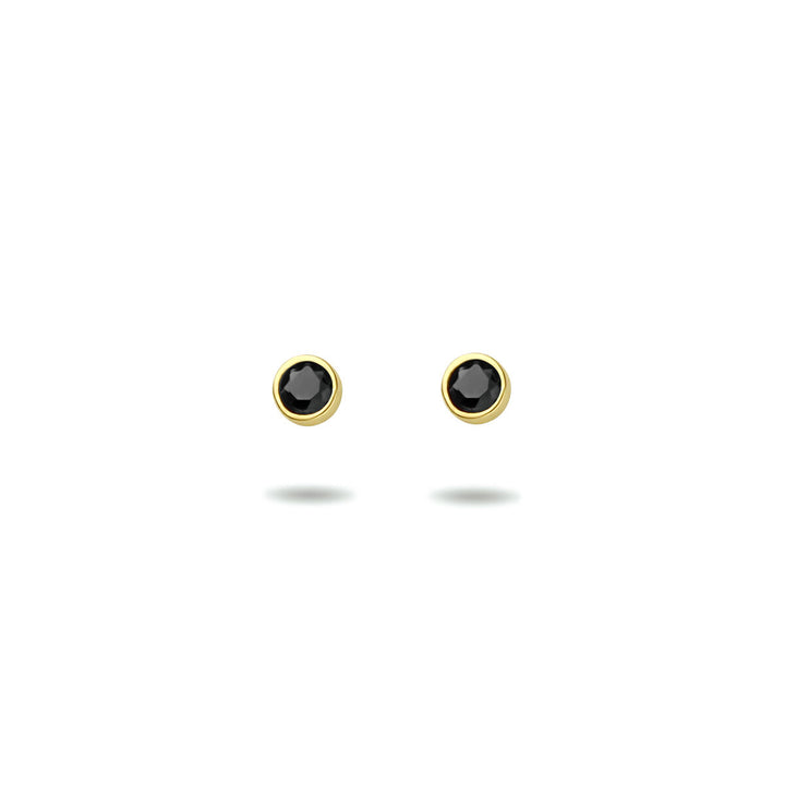 ear studs black zirconia 14K yellow gold