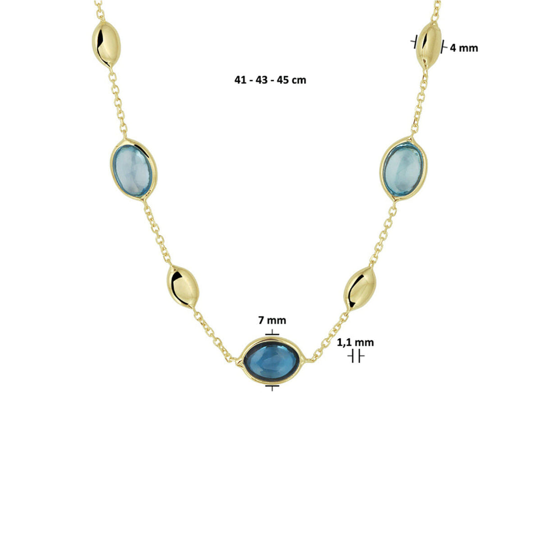 Gold ladies necklace london blue and blue topaz 14K