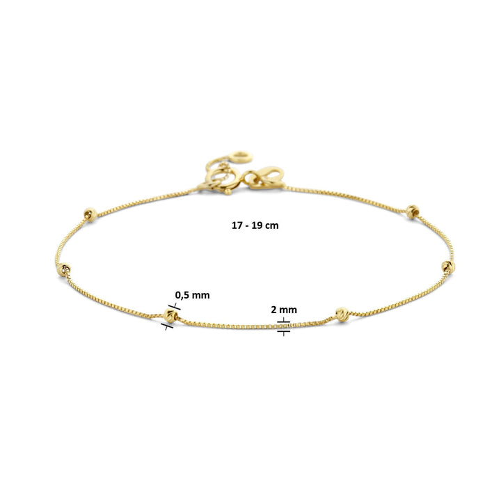 Gold bracelet ladies beads diamond-plated 14K