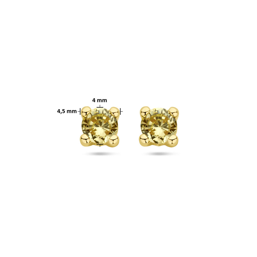 ear studs synth. peridot 14K yellow gold