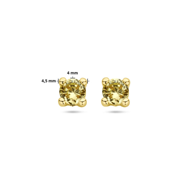 ear studs synth. peridot 14K yellow gold
