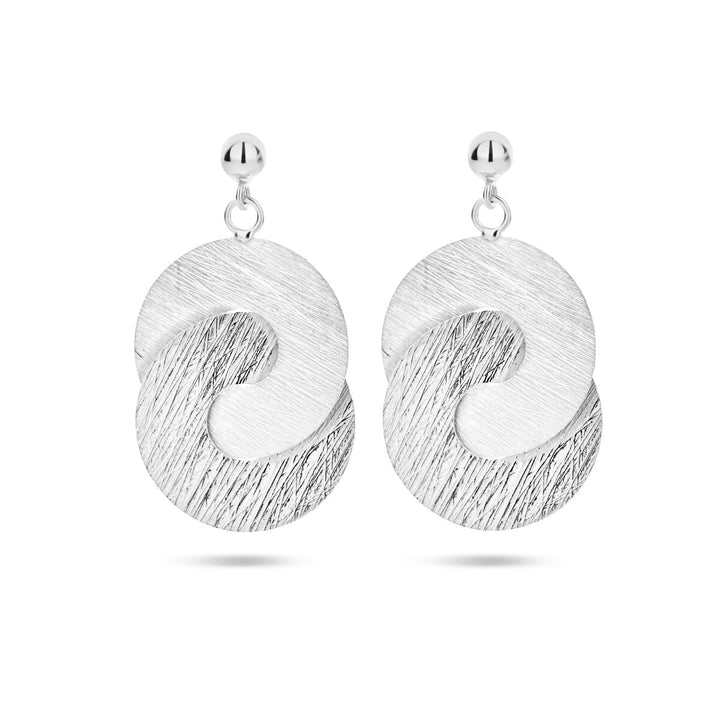 Van der Kooij Collectie oorhangers gescratcht rondjes poli/mat zilver gerhodineerd: elegante zilveren oorbellen met gescratchte en gepolijste rondjes, voor een moderne look die bij elke gelegenheid past.