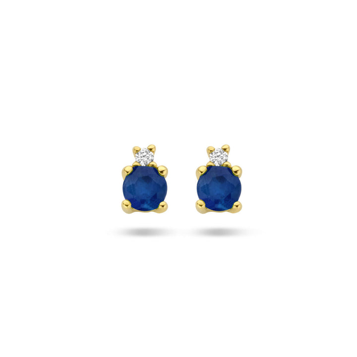 ear studs sapphire and diamond 0.015ct (2x 0.0075ct) h p1 14K yellow gold
