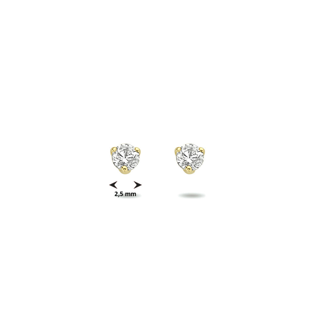 ear studs zirconia 14K yellow gold