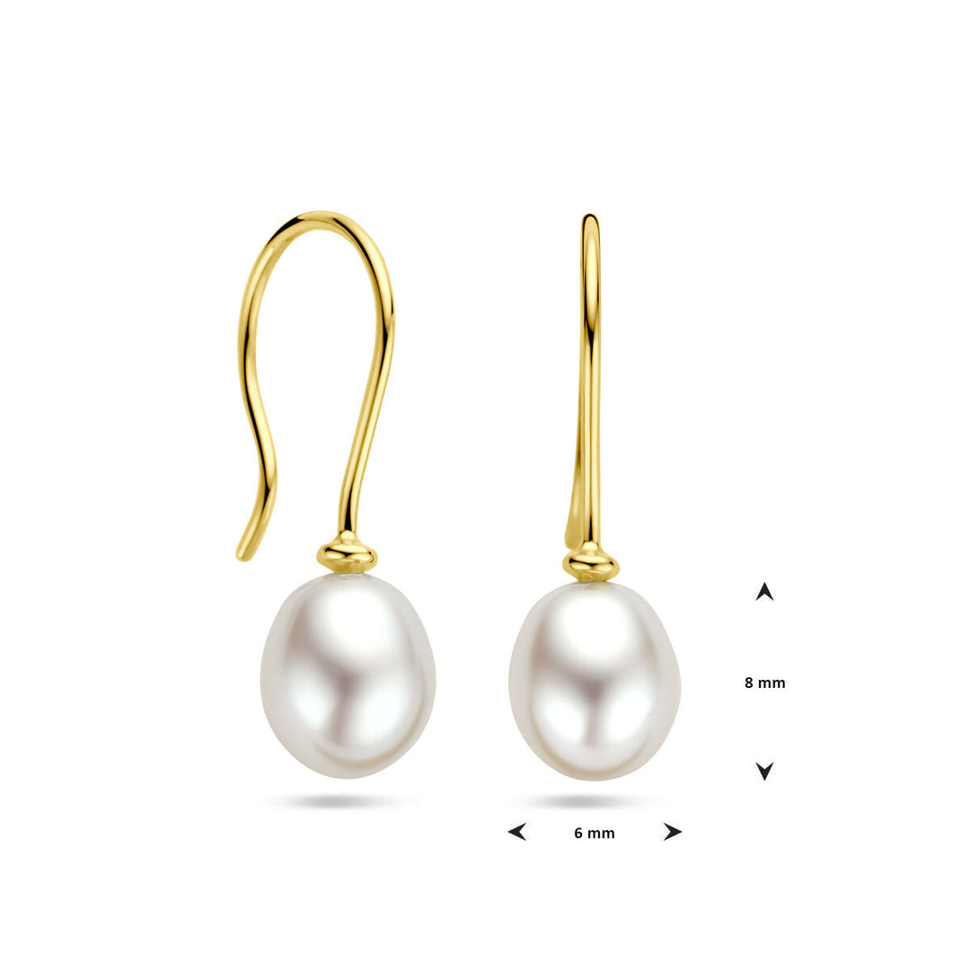 earrings pearl French hook 14K yellow gold