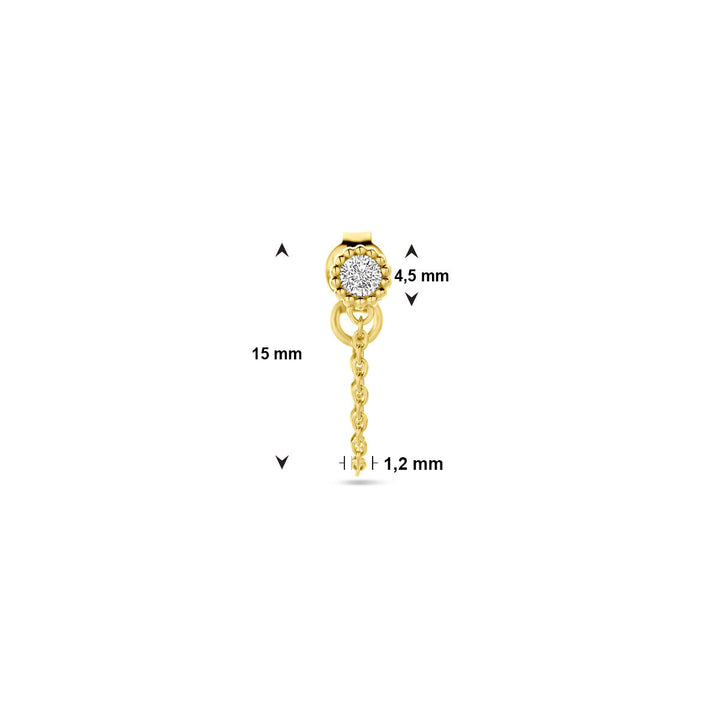 oorknop per stuk zirkonia 1 micron zilver verguld (geel)