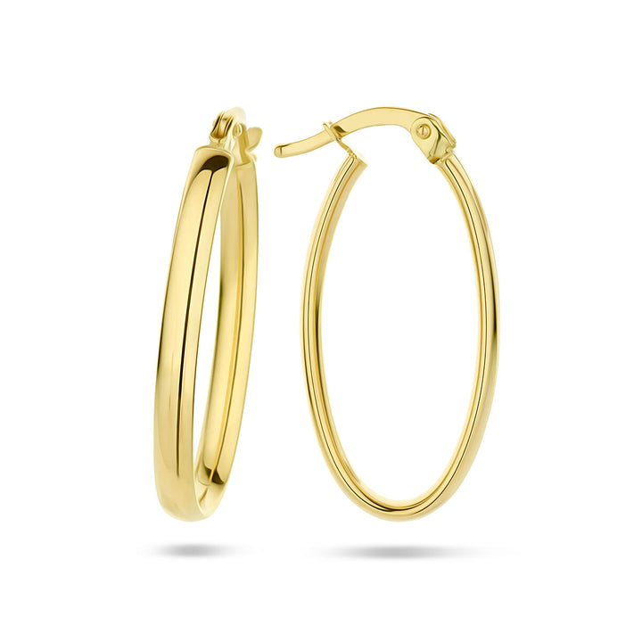 earrings oval half round tube 14K yellow gold