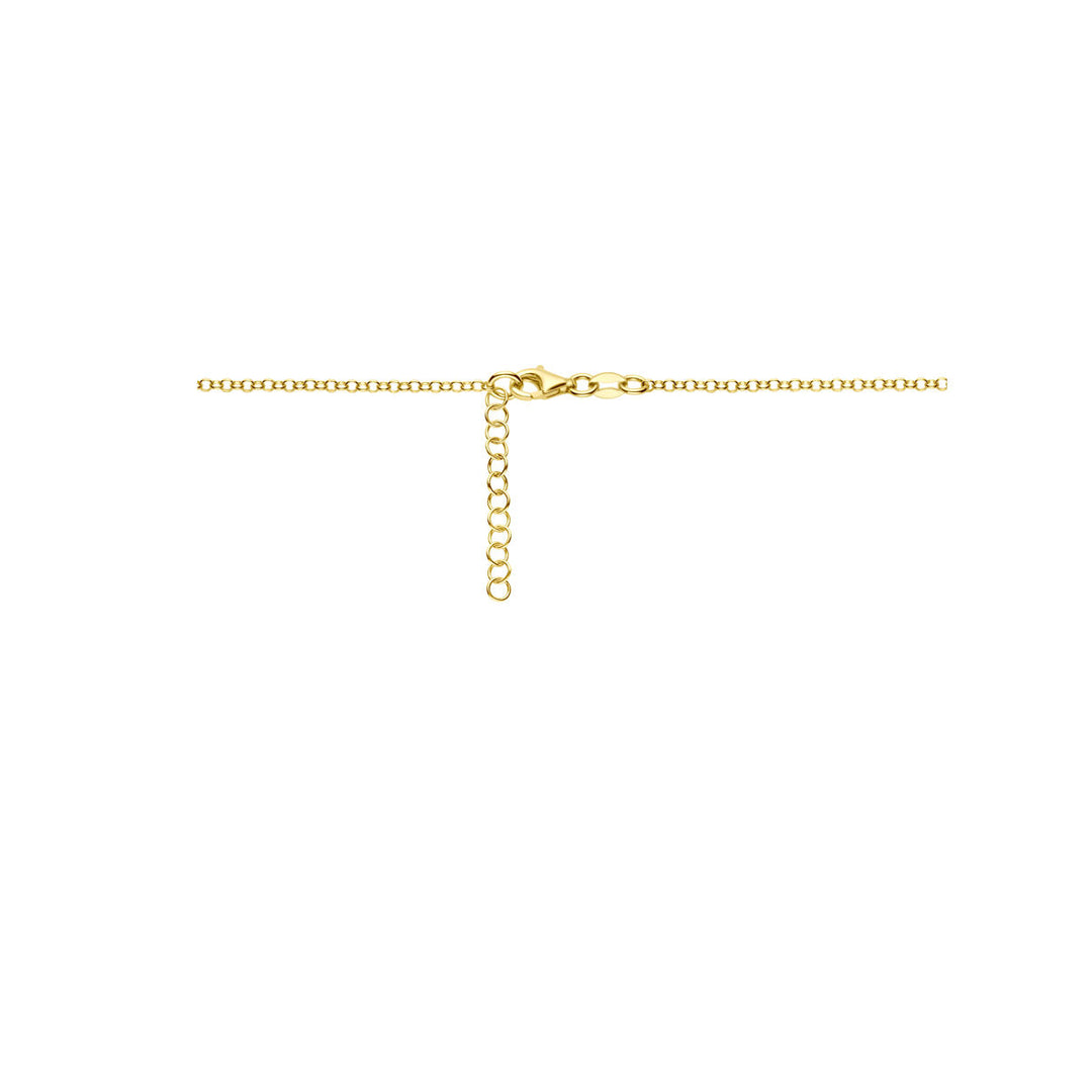 necklace pearls and balls 42 + 3 cm silver gold plated (yellow)
