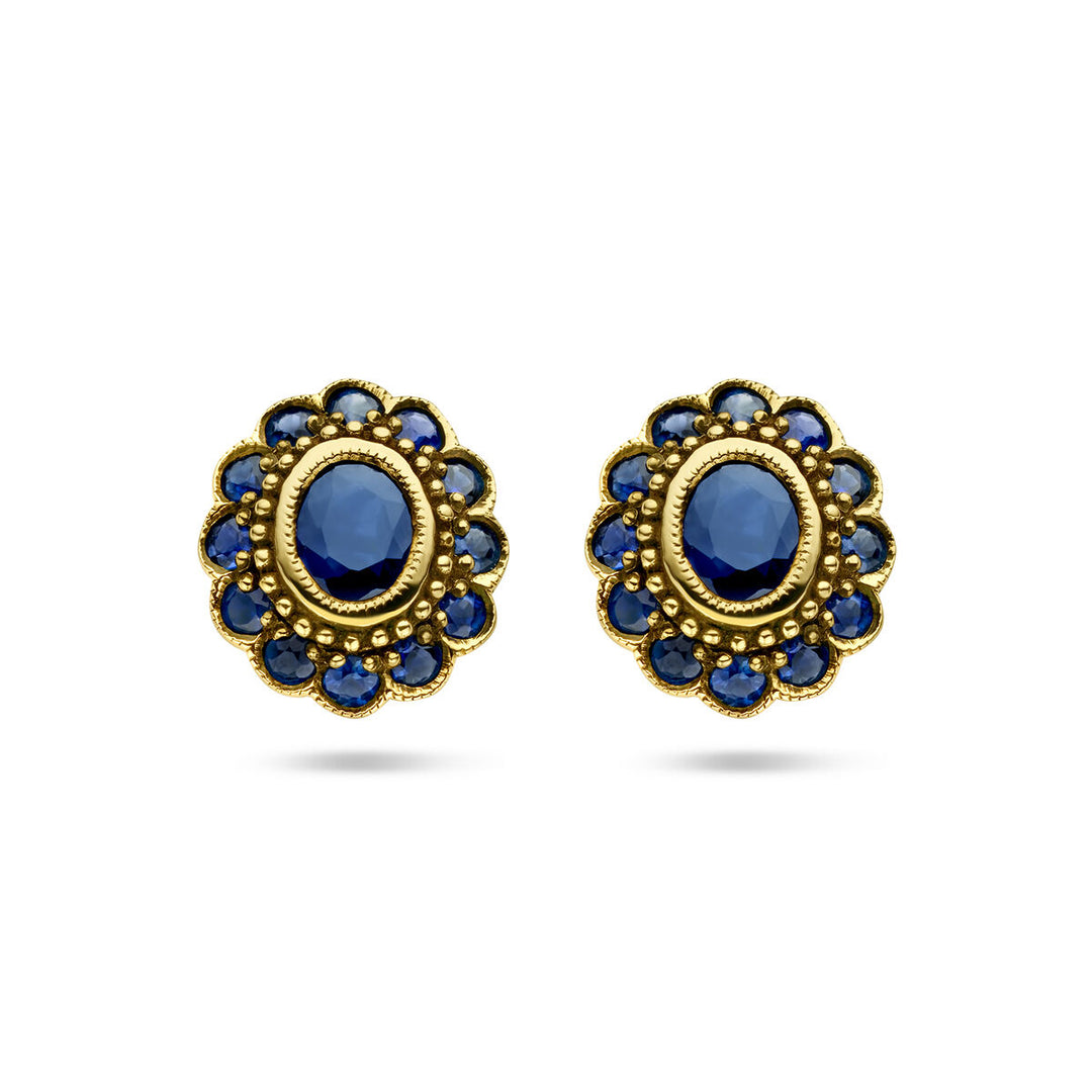 sapphire ear studs 14K yellow gold