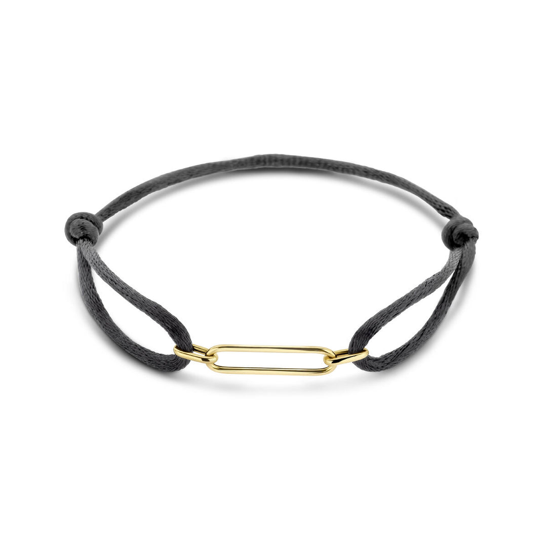 armband satijn 13 - 26 cm 14K goud met rubber/nylon/leer