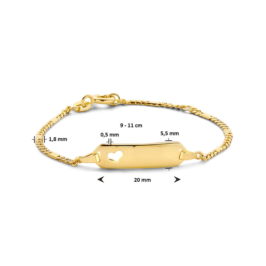 Baby bracelet gold heart plate 5.5 mm 14K