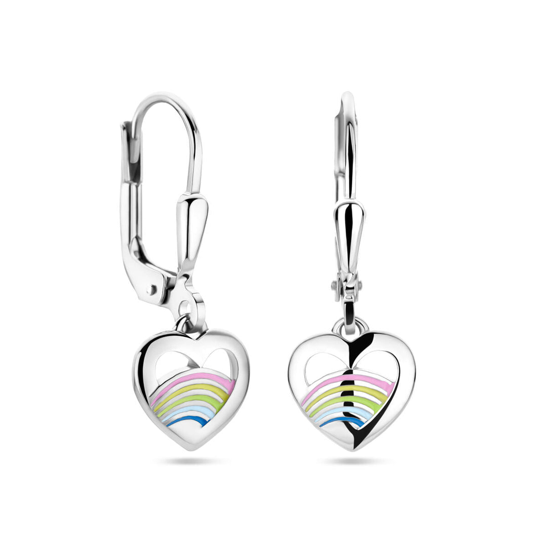 oorhangers hart emaille zilver gerhodineerd