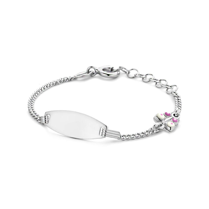 engraving bracelet butterfly plate 6.5 mm 11 + 2 cm silver rhodium plated