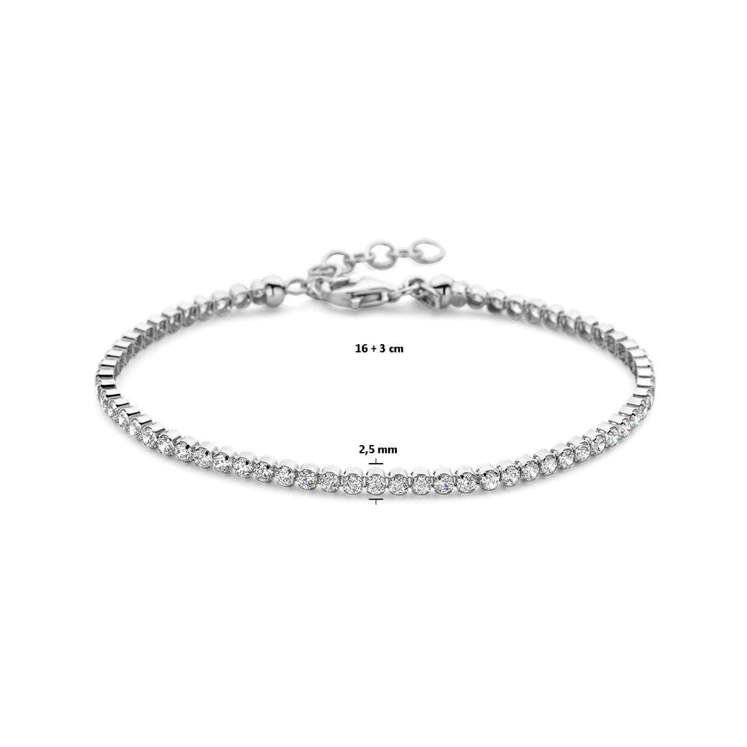 tennis bracelet zirconia 2.5 mm 16 + 3 cm silver rhodium plated