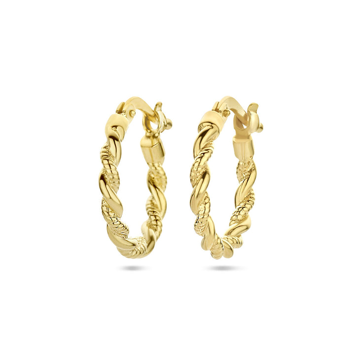 earrings twisted tube 1 micron silver gold plated (yellow)