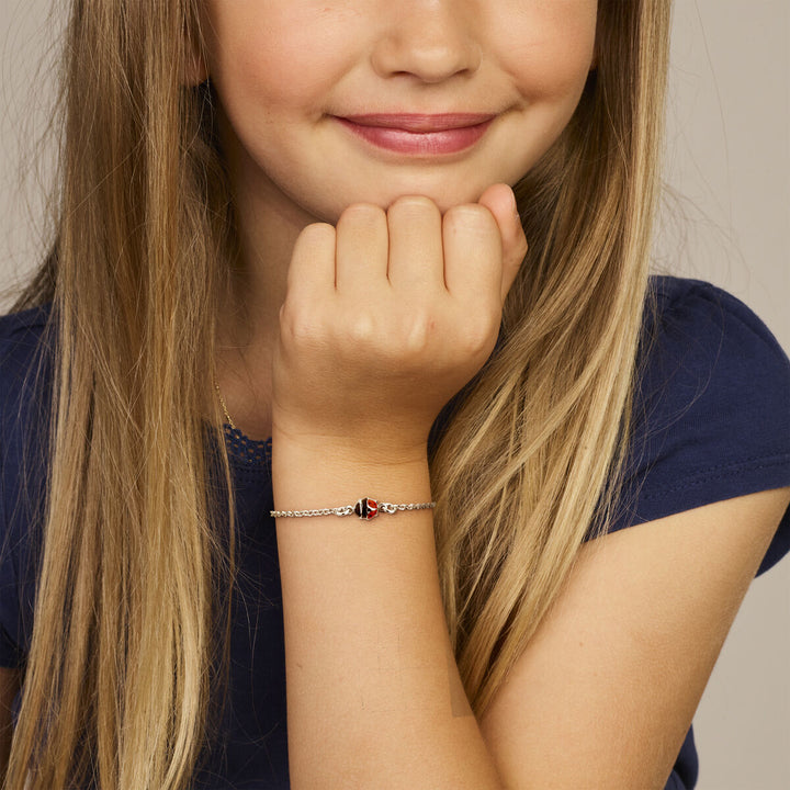 bracelet ladybug 11 + 2 cm silver rhodium plated