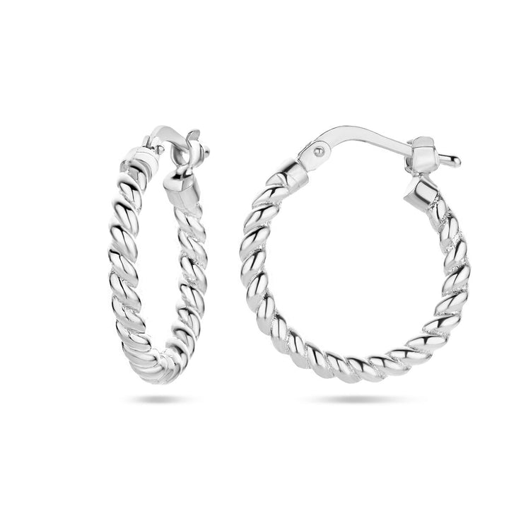 earrings twisted tube silver rhodium plated